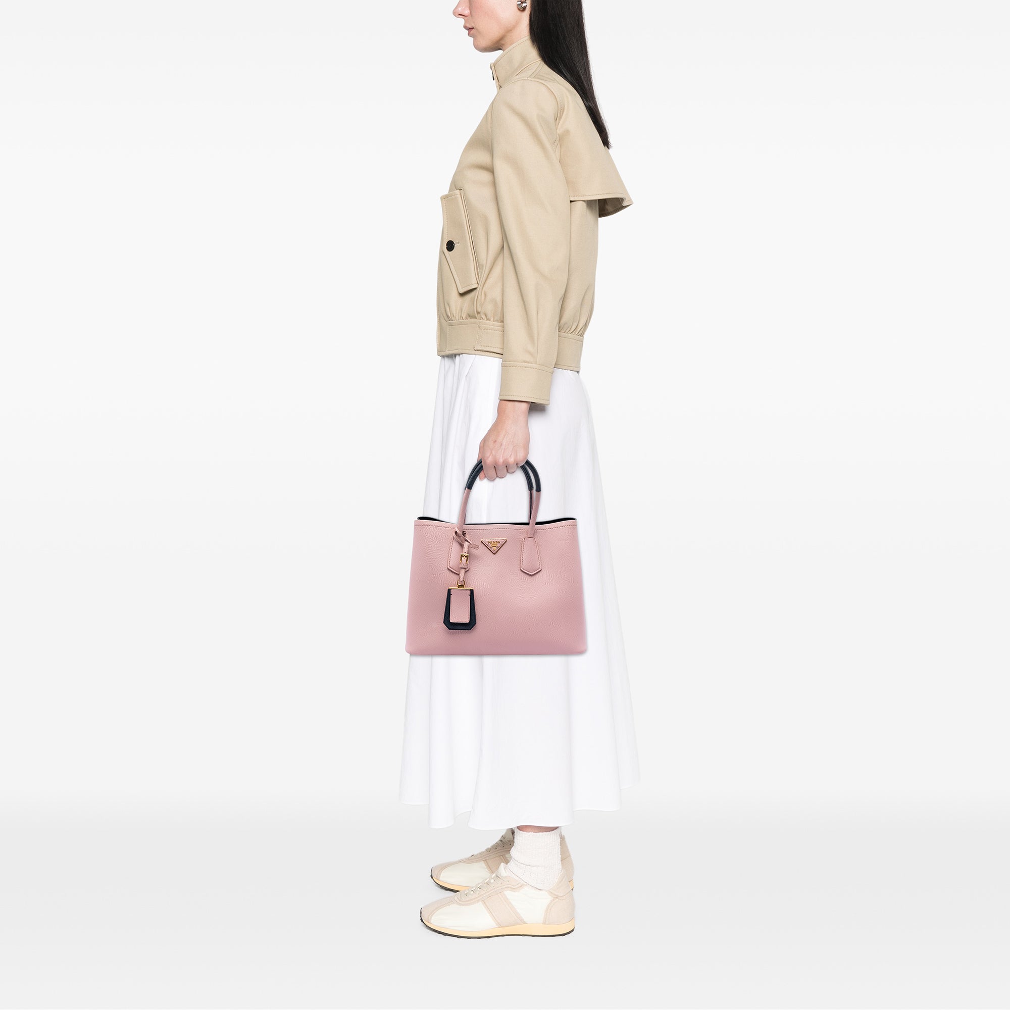 Medium Bicolor Saffiano Cuir Double Satchel - Image 6
