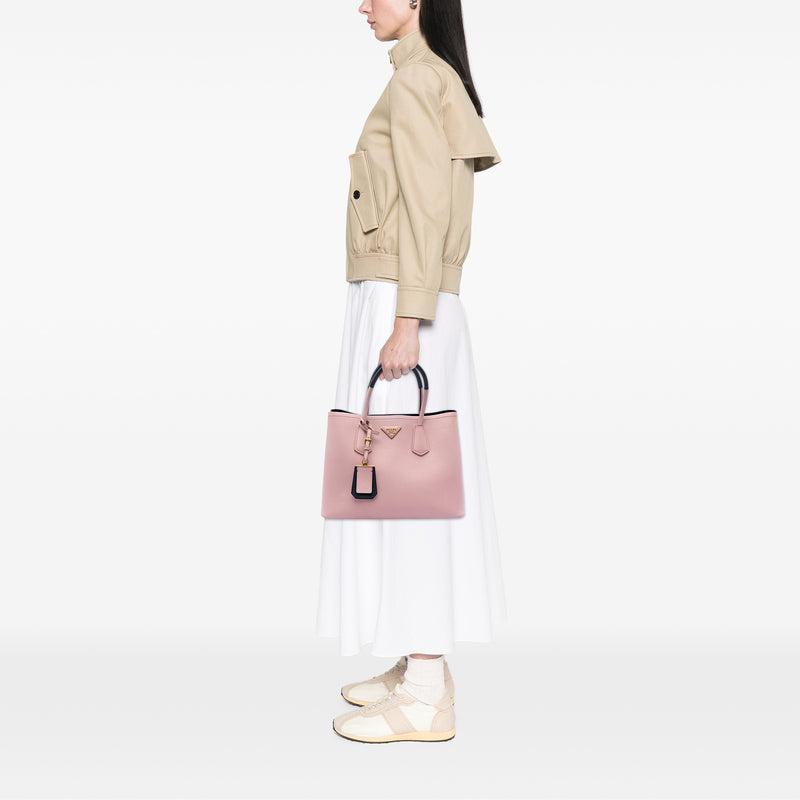 Medium Bicolor Saffiano Cuir Double Satchel - Image 6