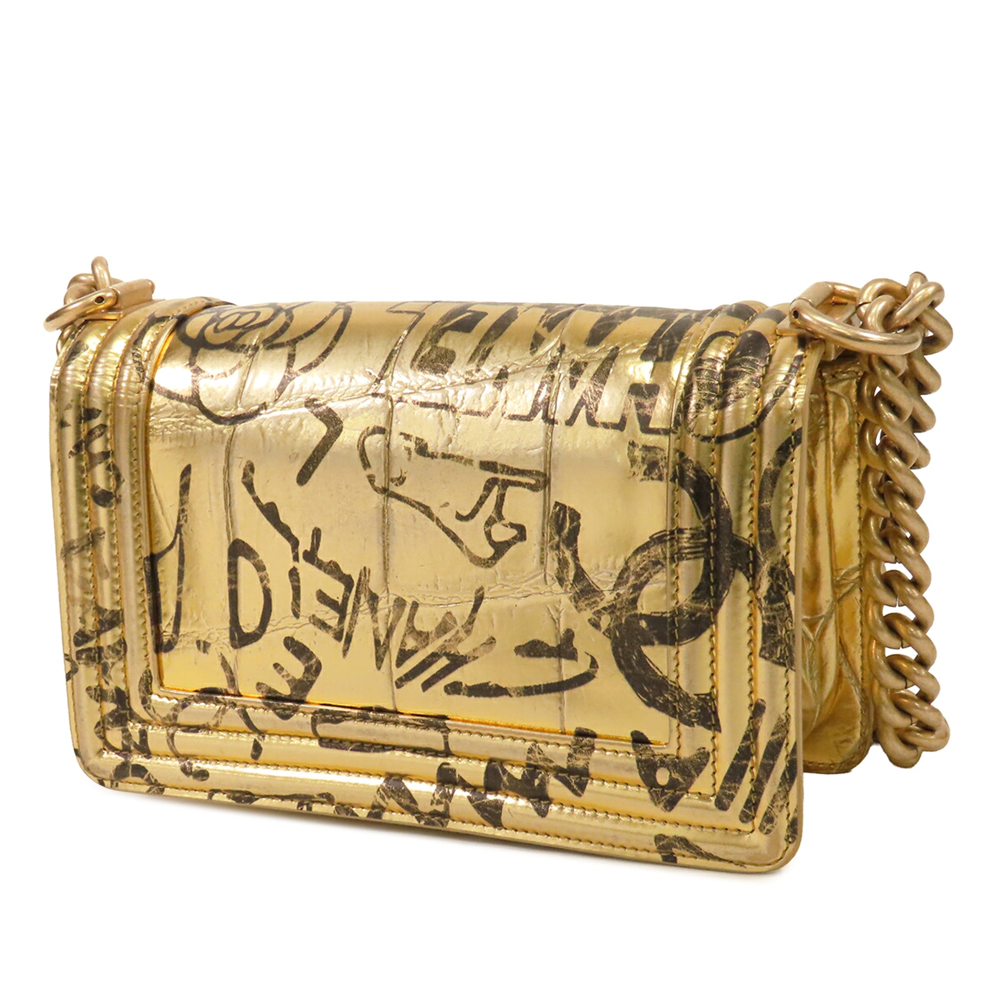 Small Croc Embossed Leather Graffiti Cocodile Boy Flap - Image 2