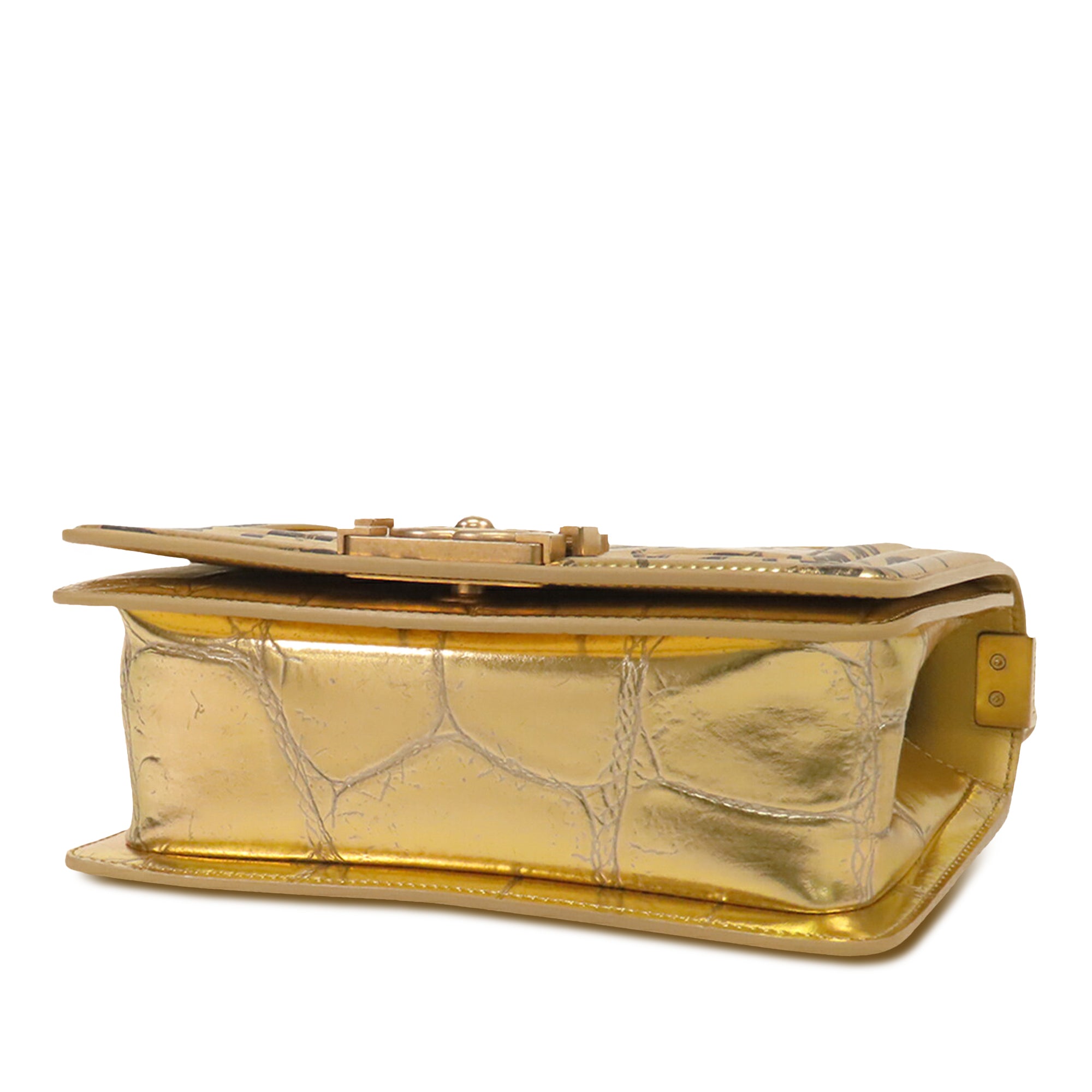 Small Croc Embossed Leather Graffiti Cocodile Boy Flap - Image 3