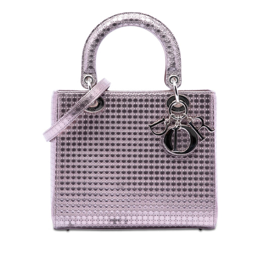 Medium Metallic Patent Microcannage Lady Dior - Image 1