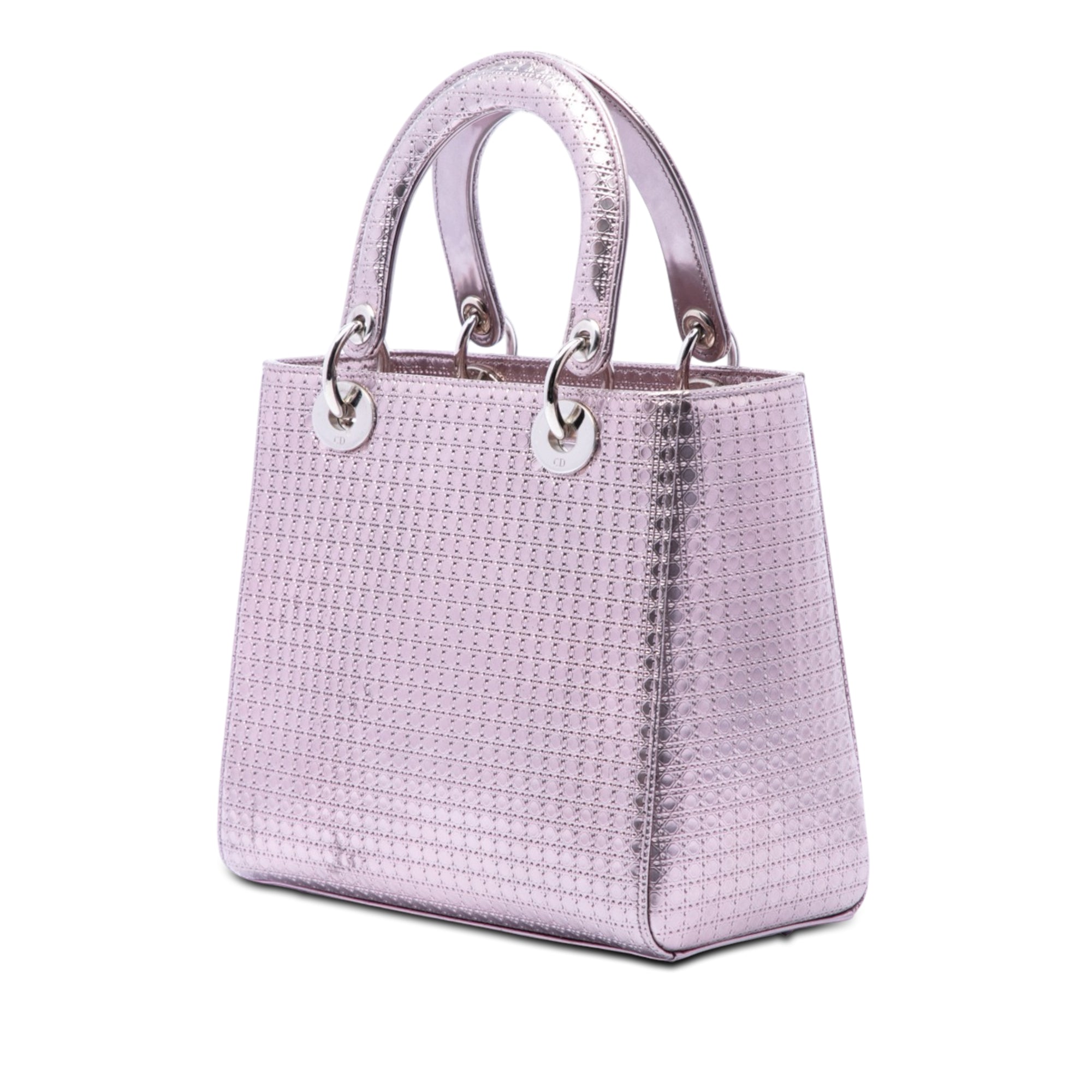 Medium Metallic Patent Microcannage Lady Dior - Image 2