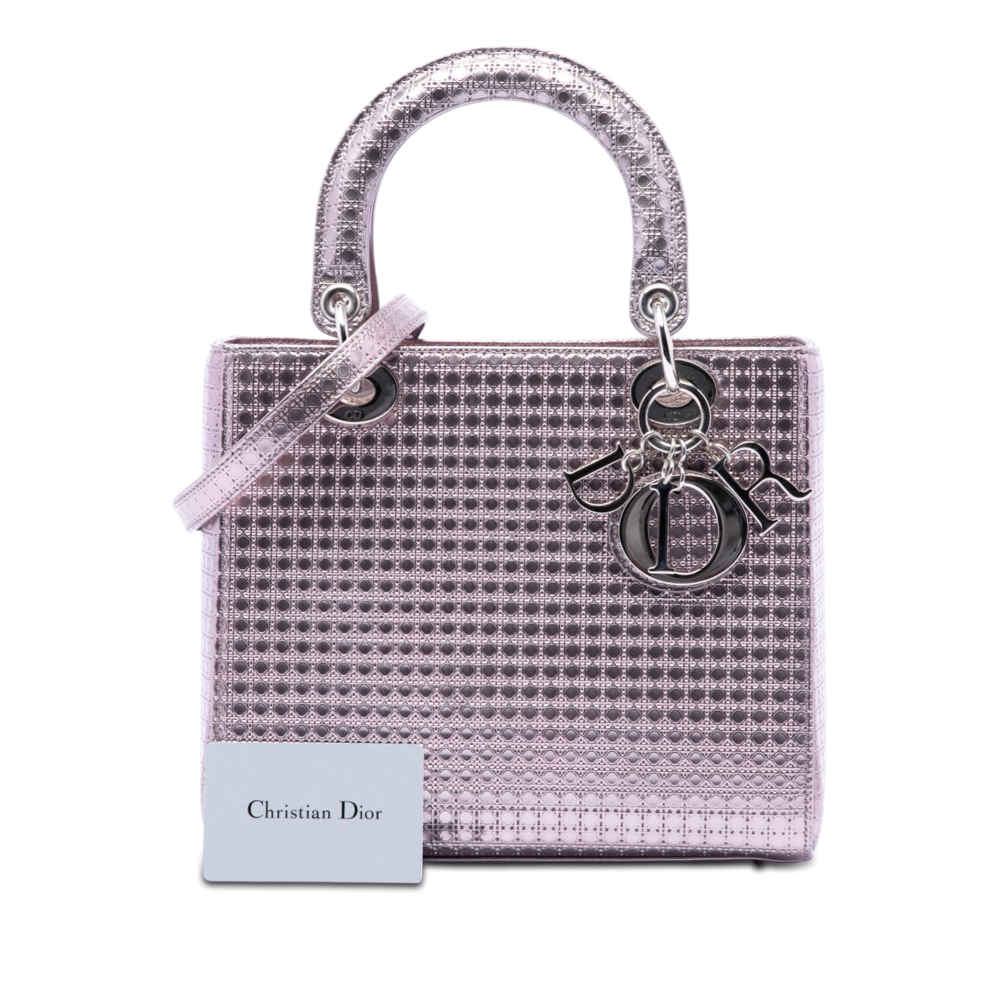 Medium Metallic Patent Microcannage Lady Dior - Image 7