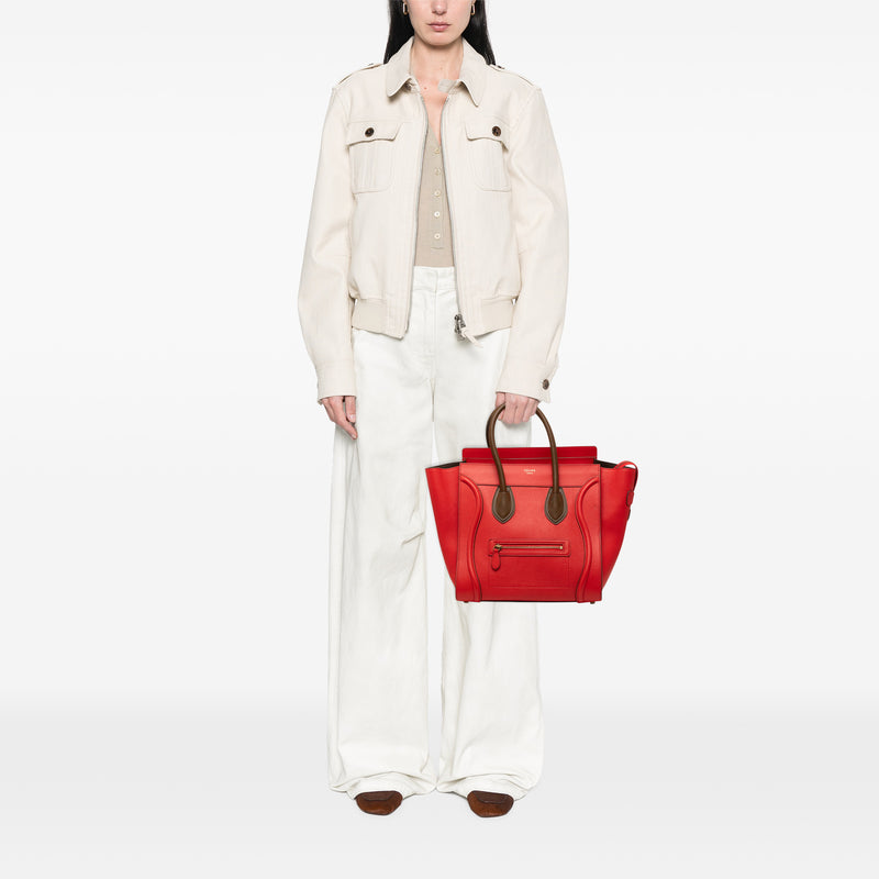 Mini Bicolor Leather Luggage Tote - Image 6