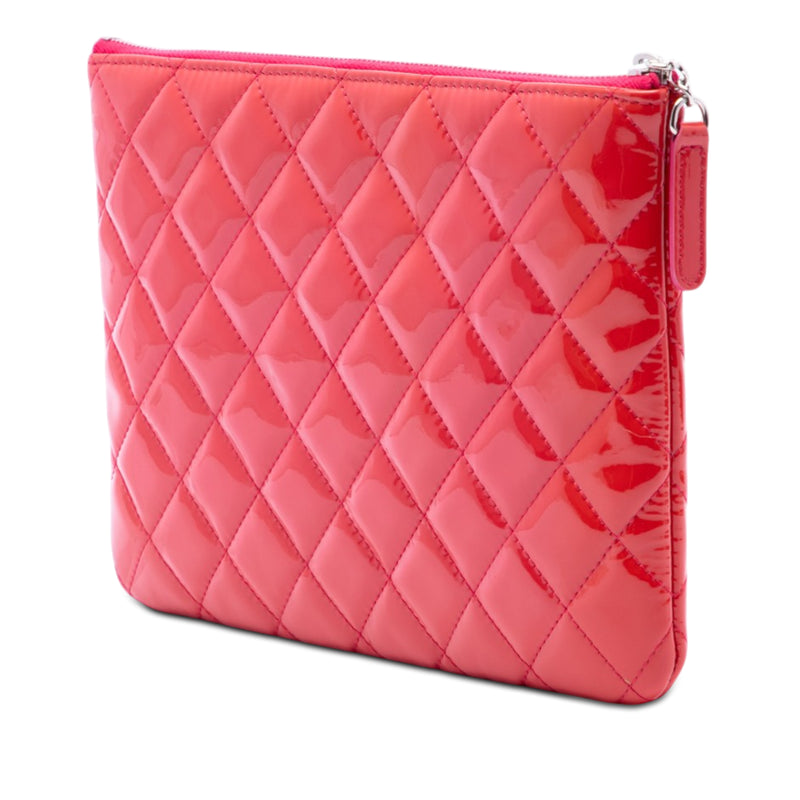 Small Quilted Patent O Case Clutch - Image 2