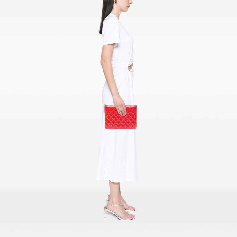 Small Quilted Patent O Case Clutch - Image 6