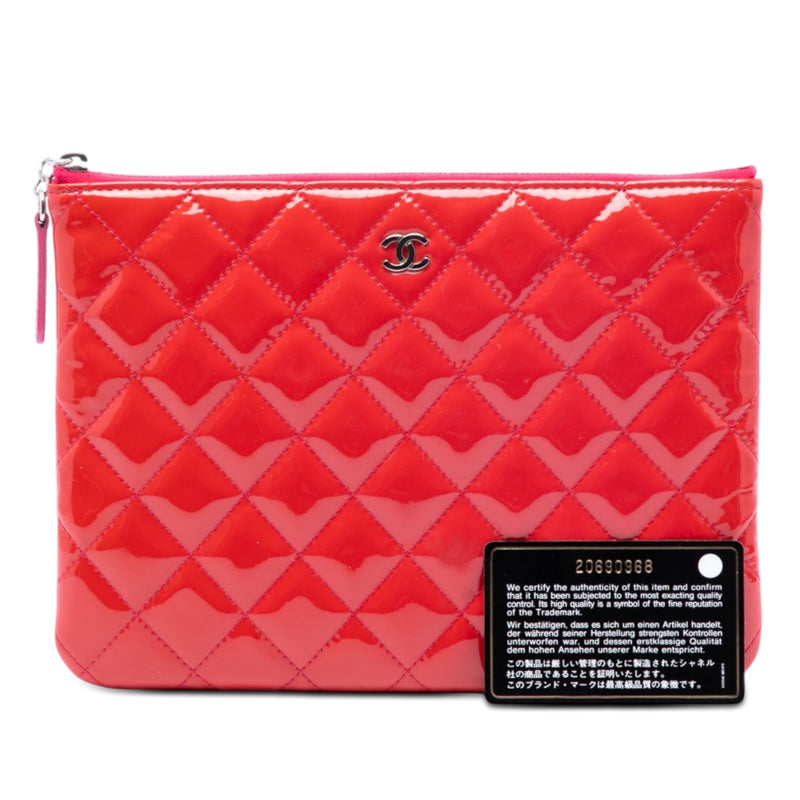 Small Quilted Patent O Case Clutch - Image 7