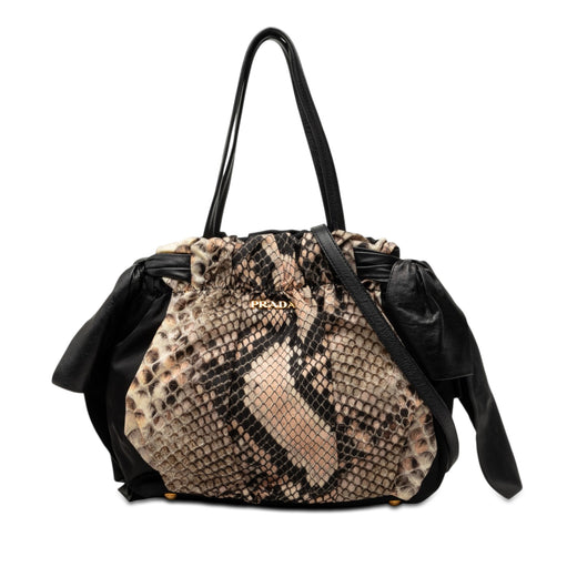 Tessuto Python Print Bow Satchel - Image 1