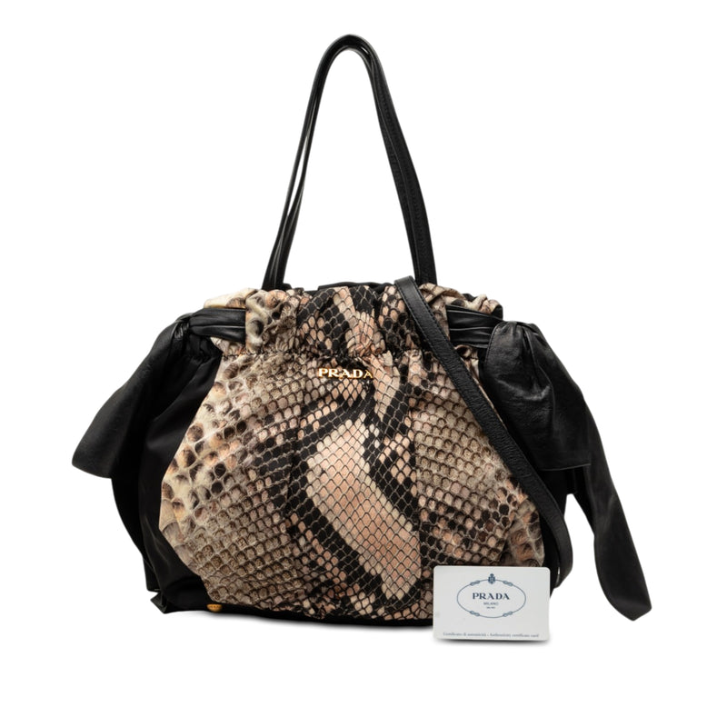 Tessuto Python Print Bow Satchel - Image 7