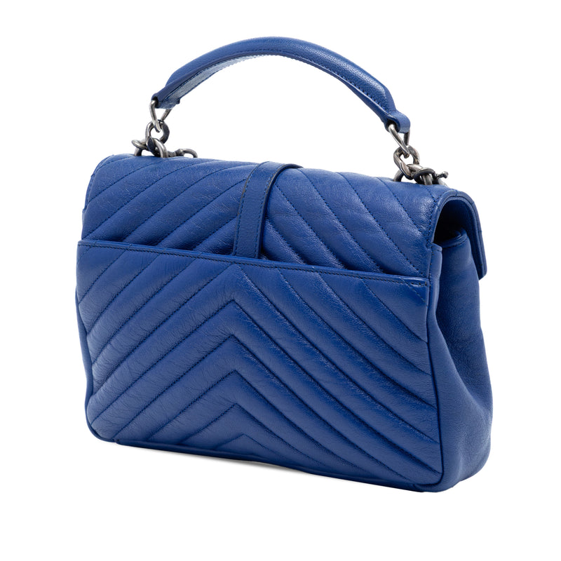 Medium Quilted Chevron Sheepskin College Satchel - Image 2