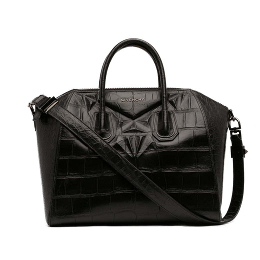 Medium Croc Embossed Leather Antigona Satchel - Image 1