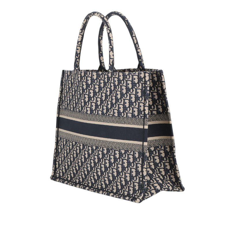 Large Oblique Embroidered Canvas Book Tote - Image 2