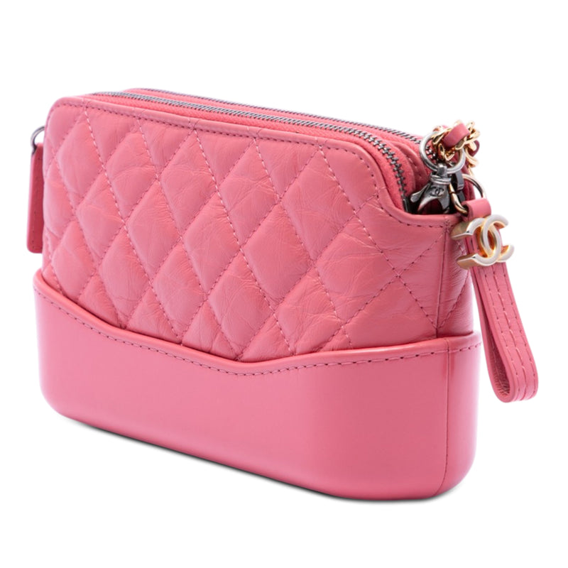 Quilted Aged Calfskin Gabrielle Double Zip Clutch with Chain - Image 2