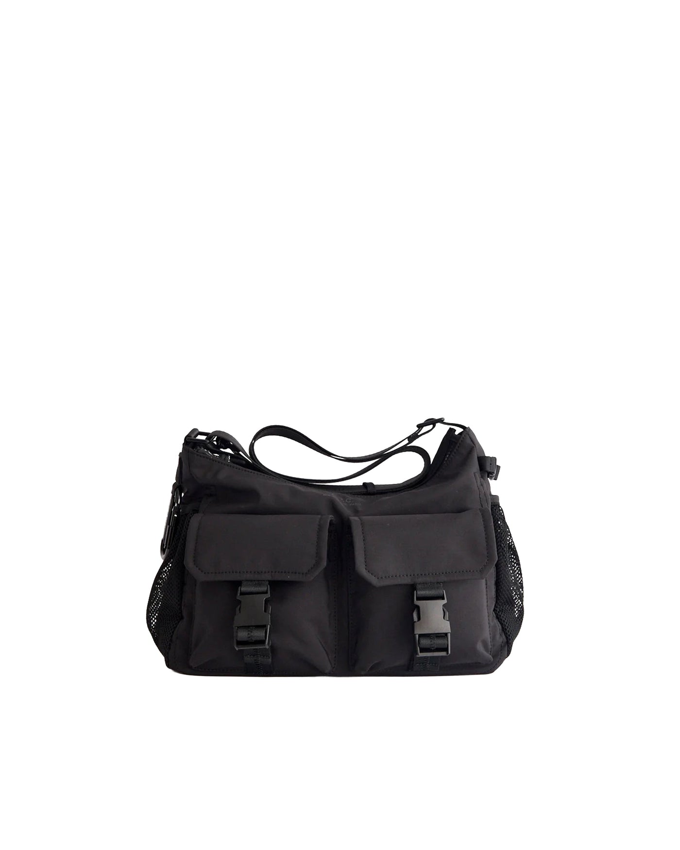 A.p.c. Dual-Pocket Nylon Shoulder Bag — Black