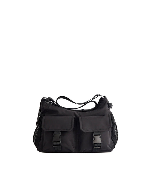 A.p.c. Dual-Pocket Nylon Shoulder Bag — Black