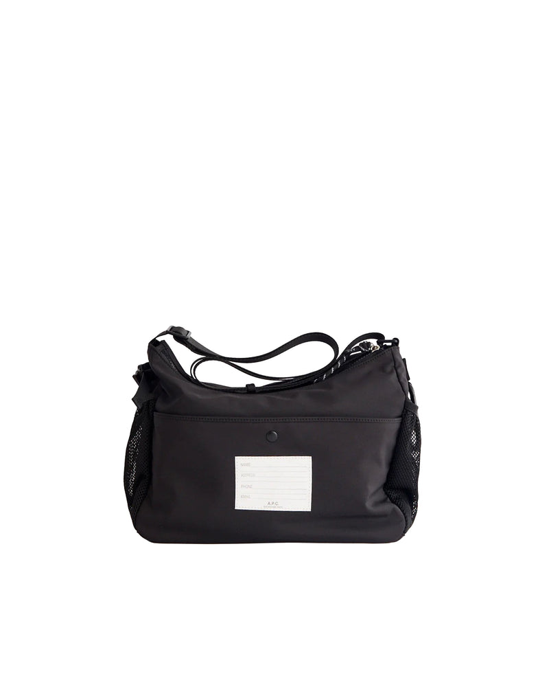 A.p.c. Dual-Pocket Nylon Shoulder Bag — Black