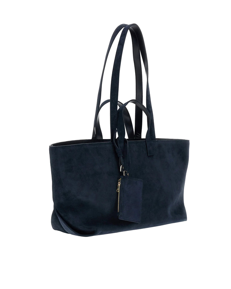 A.p.c. Suede Calfskin Tote Bag — Navy