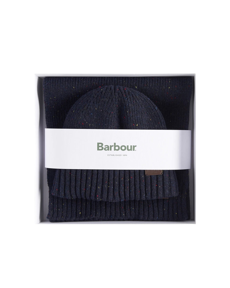 Barbour Mgs0047 Beanie And Scarf Set — Navy Acrylic Baseball Caps