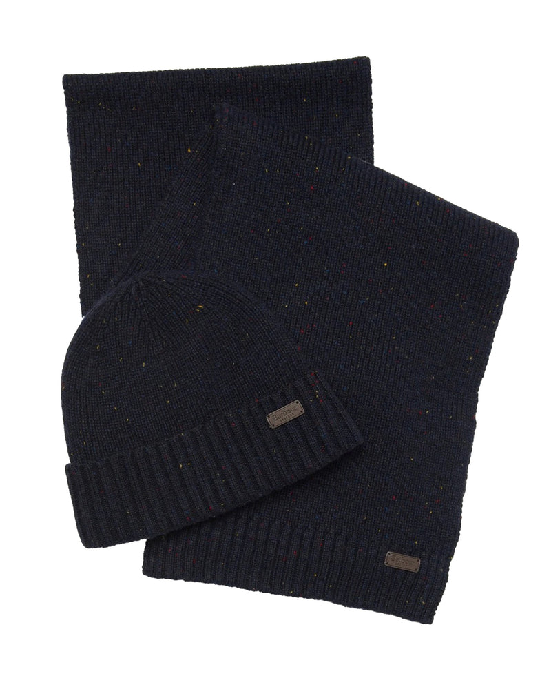 Barbour Mgs0047 Beanie And Scarf Set — Navy Acrylic Baseball Caps