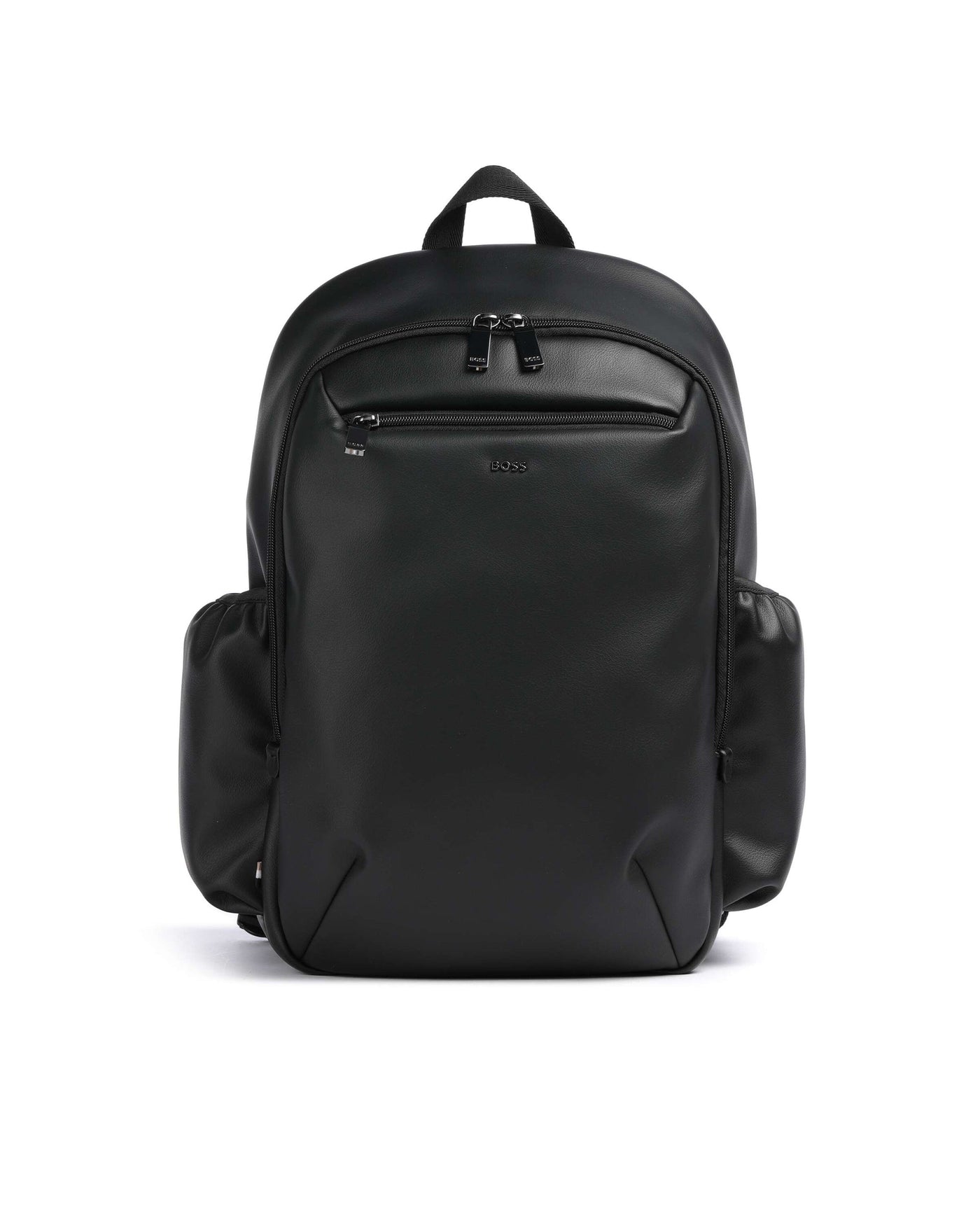 Hugo Boss Leather-Effect Recycled Polyester Backpack — Black