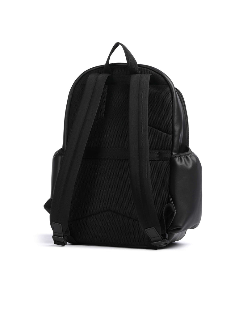 Hugo Boss Leather-Effect Recycled Polyester Backpack — Black