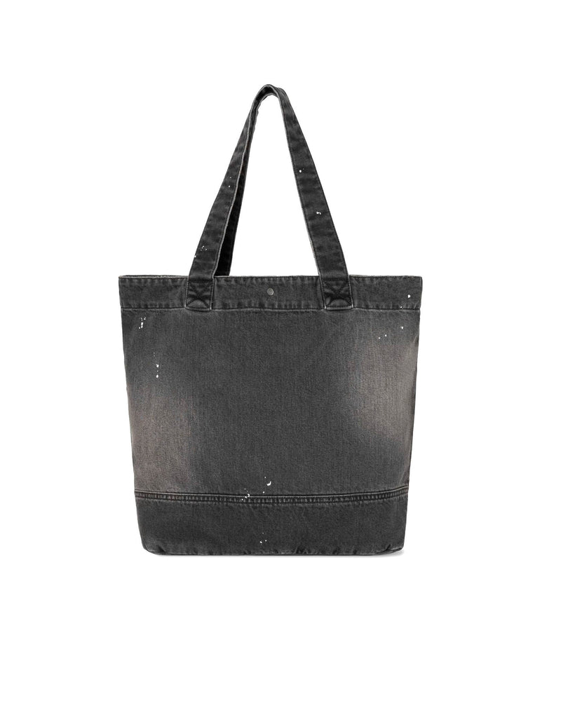 Carhartt Wip Destroy-Wash Denim With Paint Splatters Tote Bag — Black Cotton 'smith'