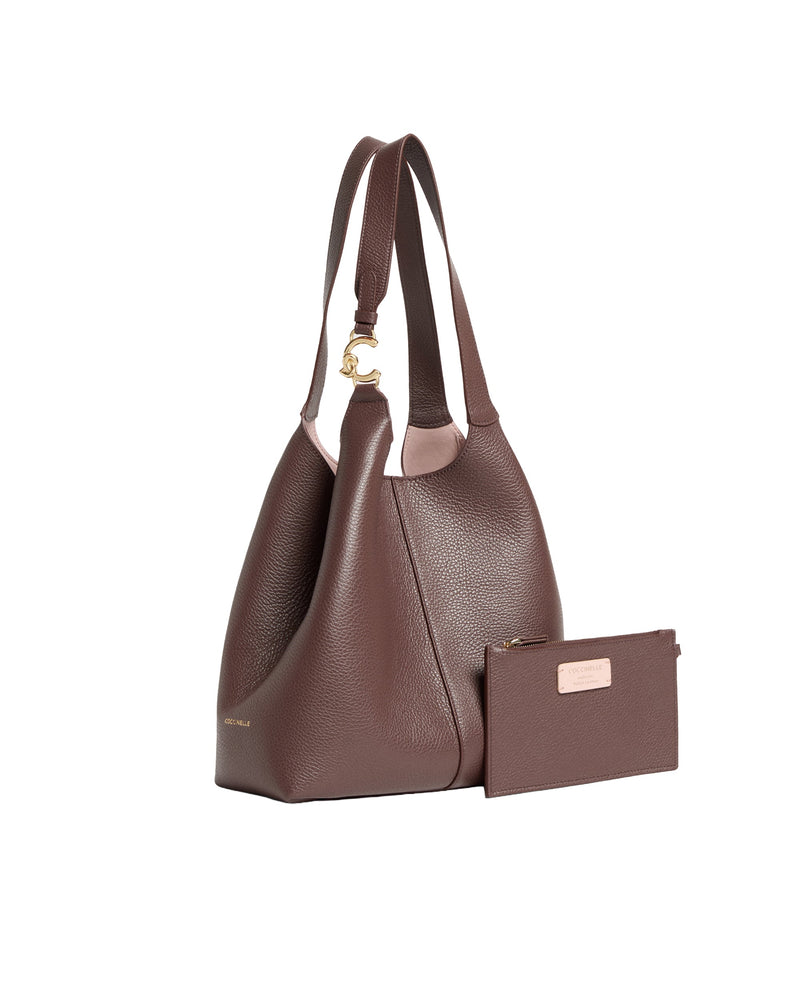 Coccinelle Shoulder Bag — Brown Bovine Leather; Lining: Pu
