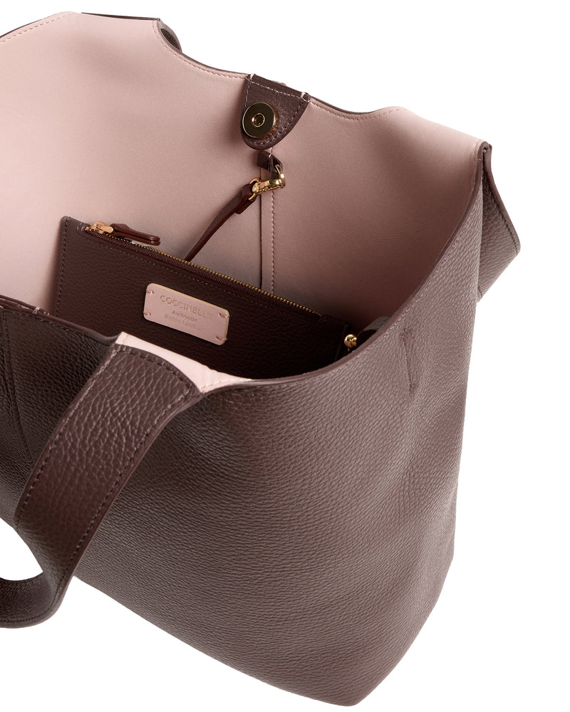 Coccinelle Shoulder Bag — Brown Bovine Leather; Lining: Pu