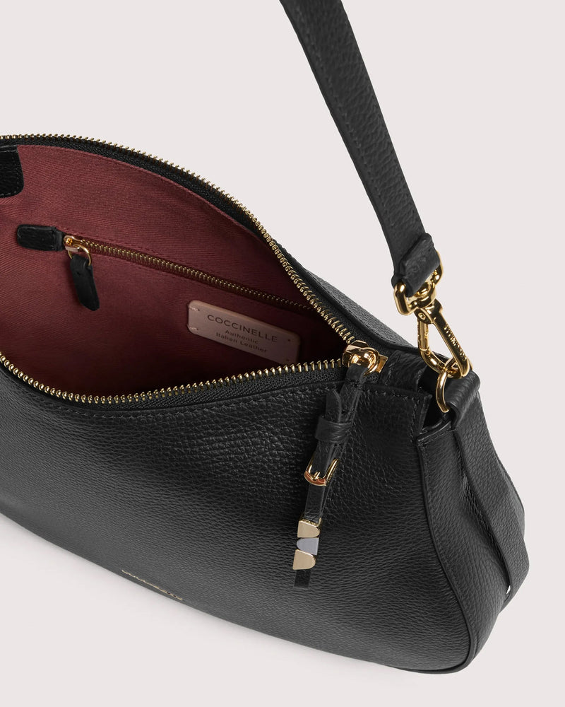 Coccinelle Nory Shoulder Bag — Black Bovine Leather