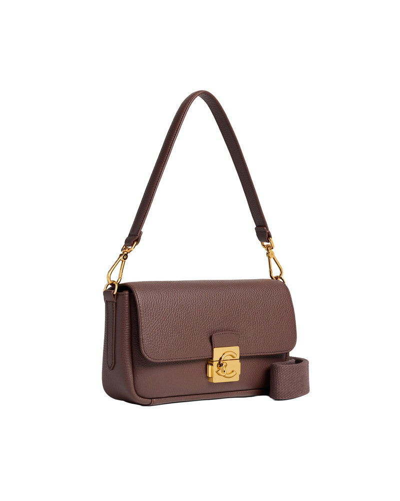 Coccinelle C-Me Lock Shoulder Bag — Brown