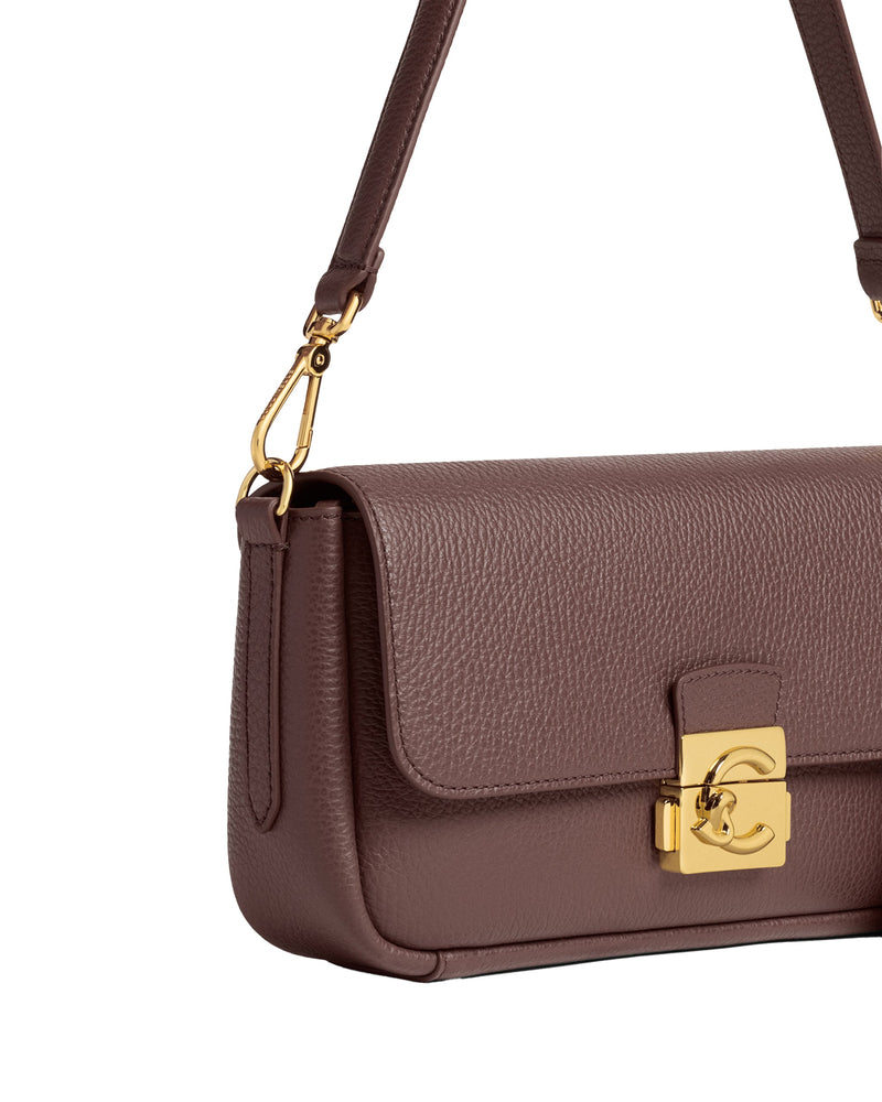 Coccinelle C-Me Lock Shoulder Bag — Brown