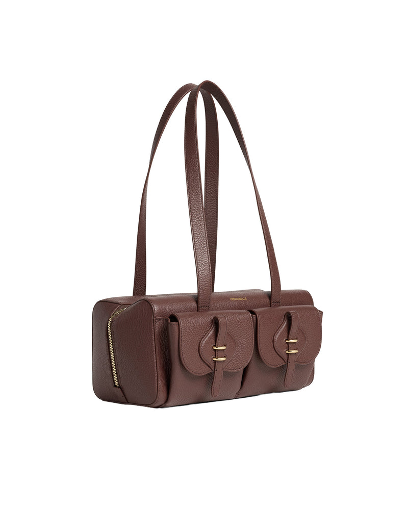 Coccinelle Mavery Pocket Shoulder Bag — Brown