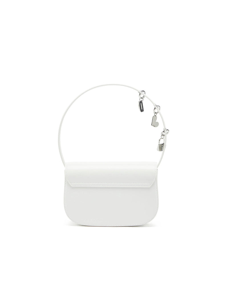 Diesel Structured Leather With Removable Charms Shoulder Bag — White Bovine