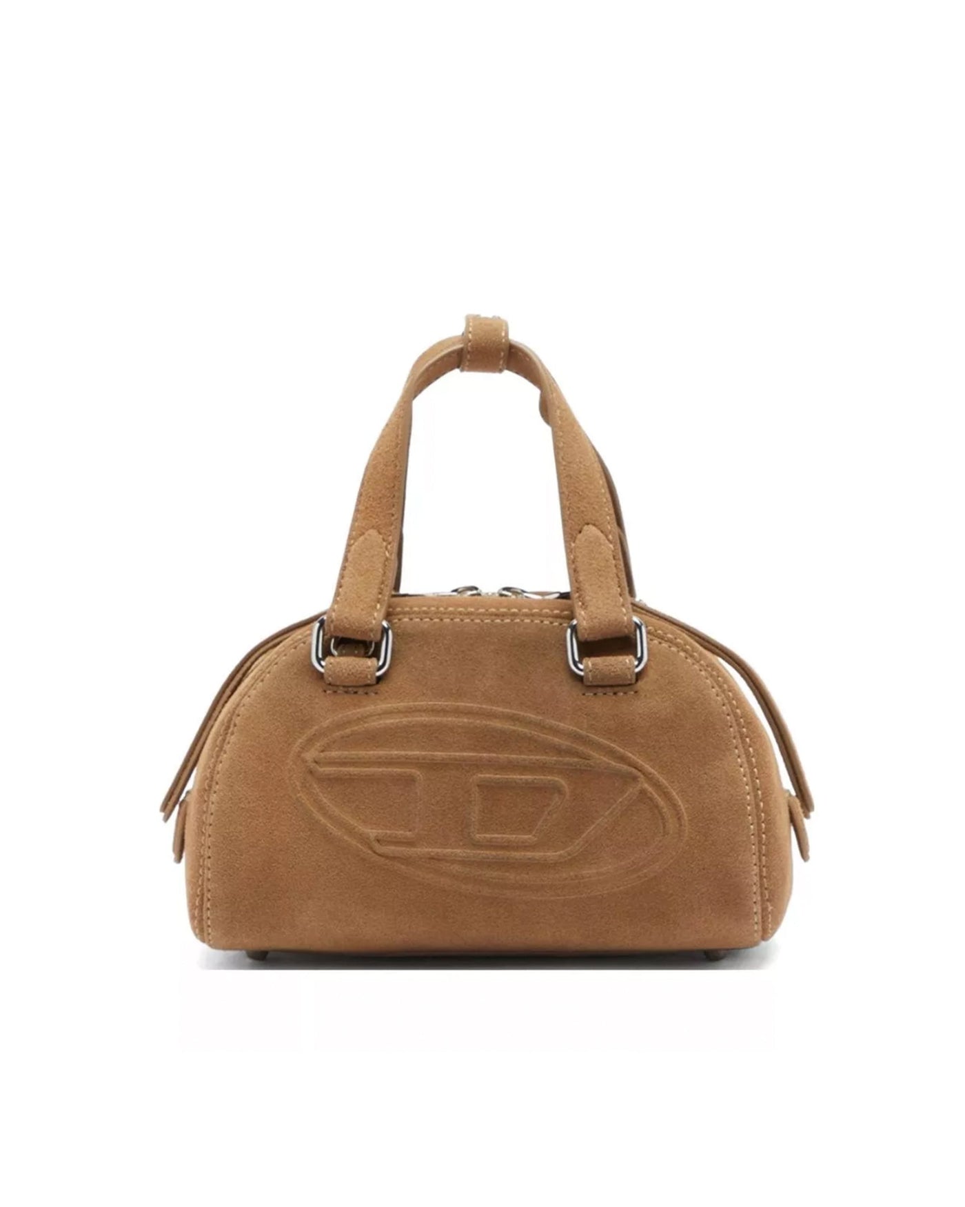 Diesel Embossed Logo Suede Mini Bag — Brown Pmu