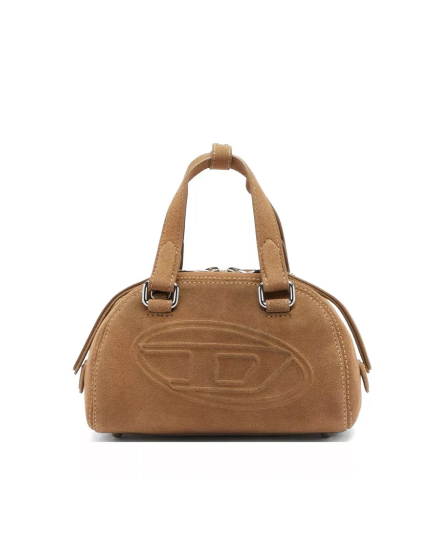 Diesel Embossed Logo Suede Mini Bag — Brown Pmu