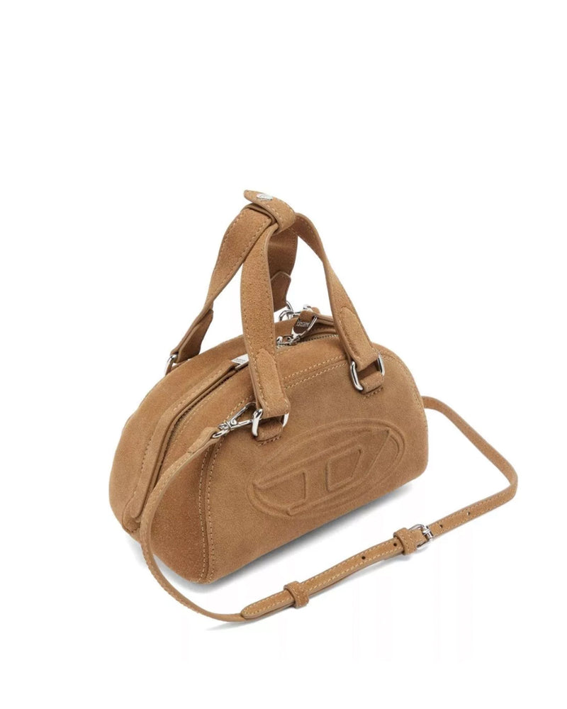 Diesel Embossed Logo Suede Mini Bag — Brown Pmu