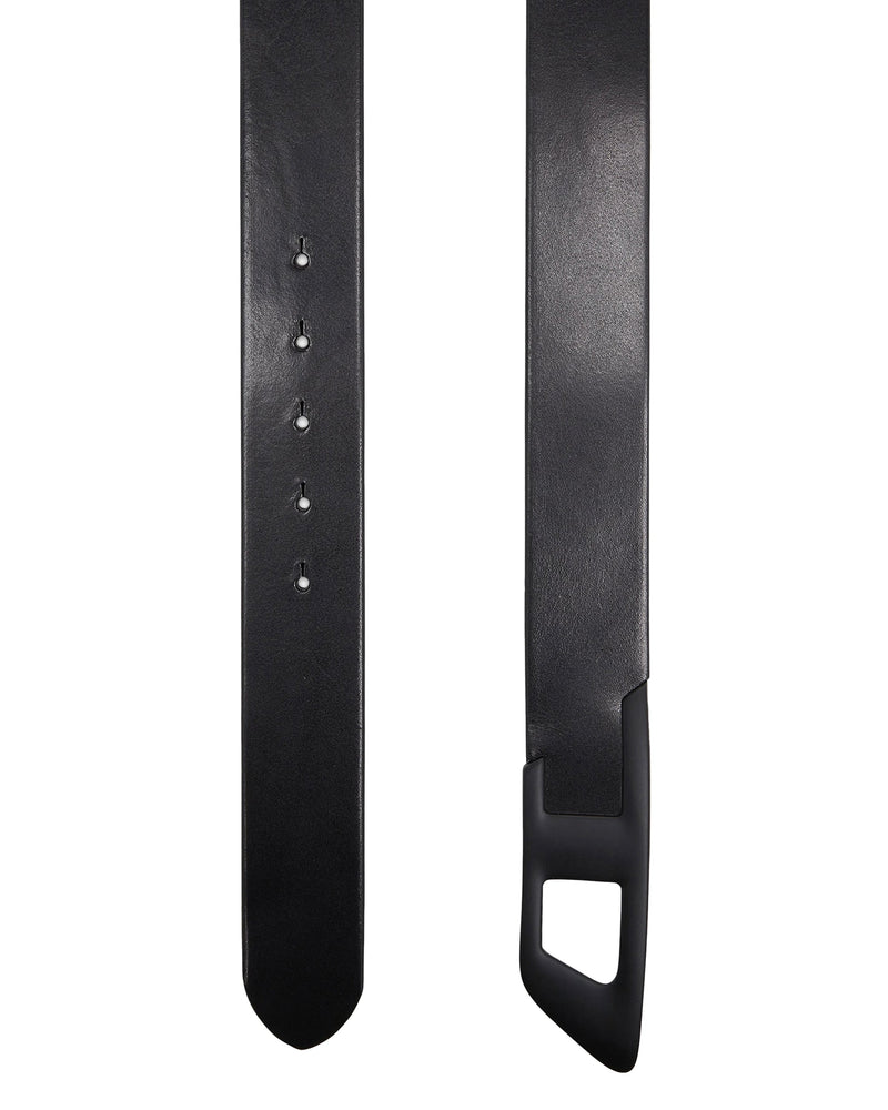 Diesel D Logo Metal Buckle Belt — Black Bovine Leather