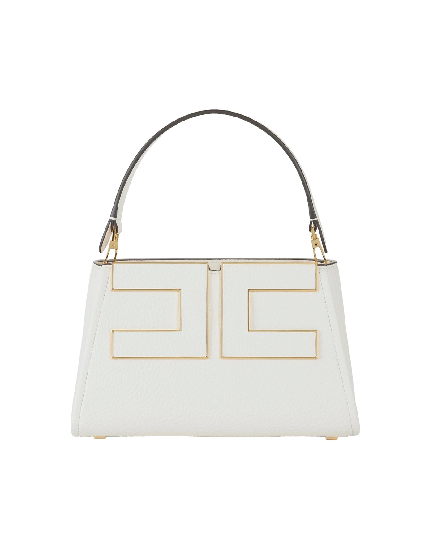 Elisabetta Franchi Geometric Cutout Top Handle Bag — Beige Polyester