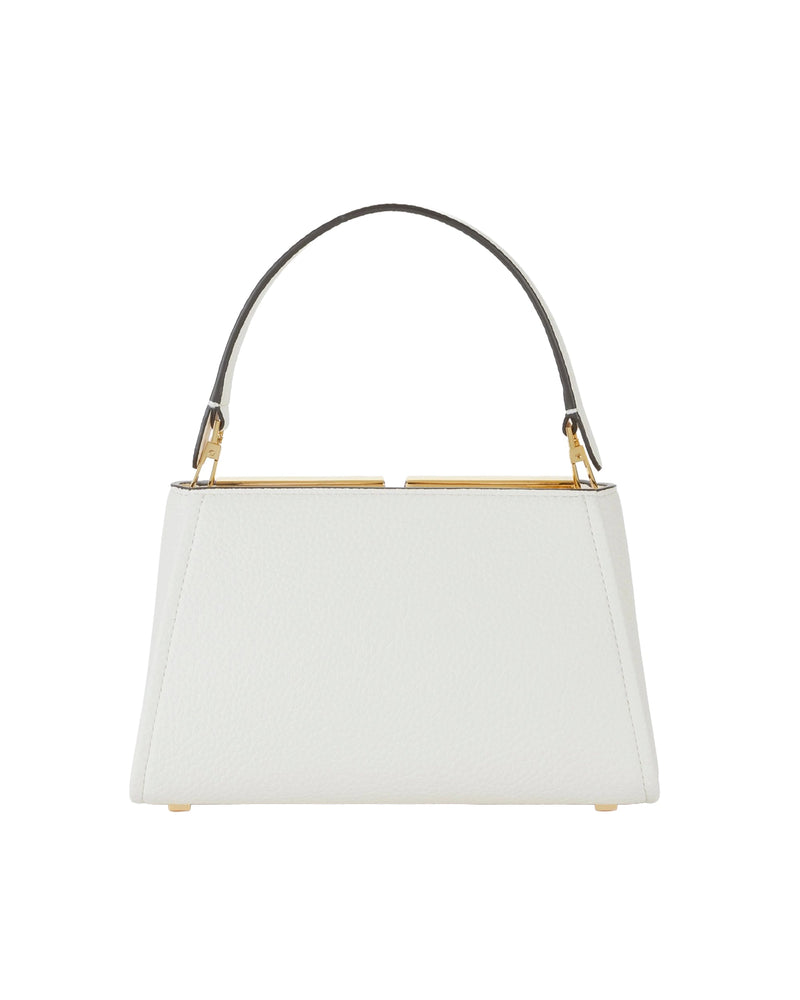 Elisabetta Franchi Geometric Cutout Top Handle Bag — Beige Polyester
