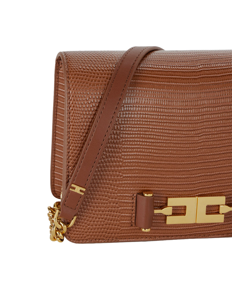 Elisabetta Franchi Shoulder Bag — Bronze Polyester Polyurethane