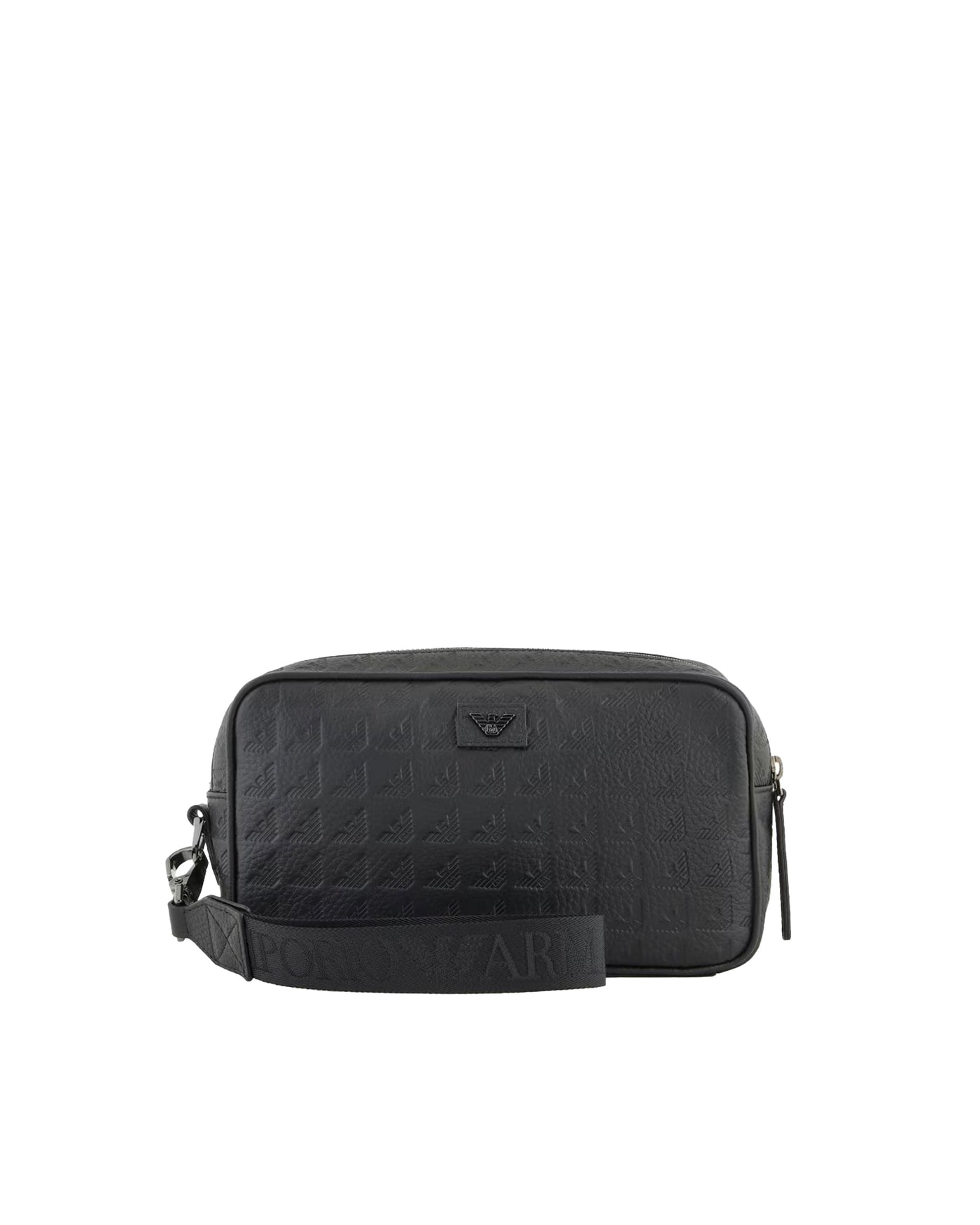 Emporio Armani Eagle Embossed Calf Leather Clutch — Black
