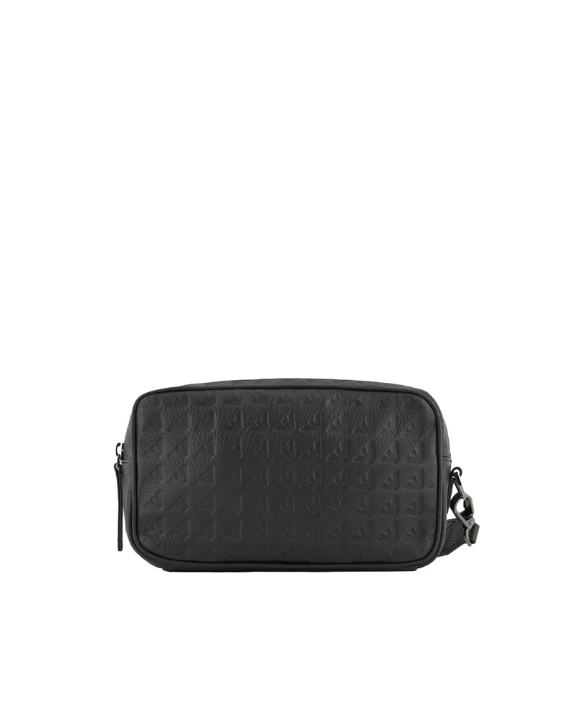 Emporio Armani Eagle Embossed Calf Leather Clutch — Black