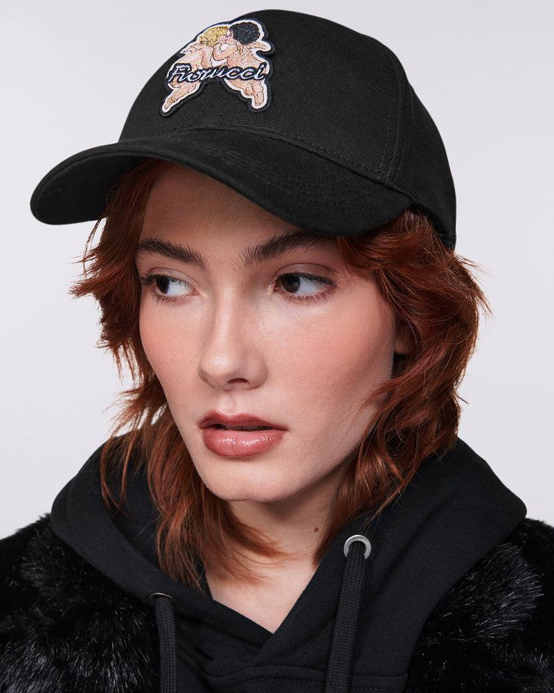 Fiorucci U01fpaha135 Angels Patch Embroidered Baseball Cap — Black Cotton Caps