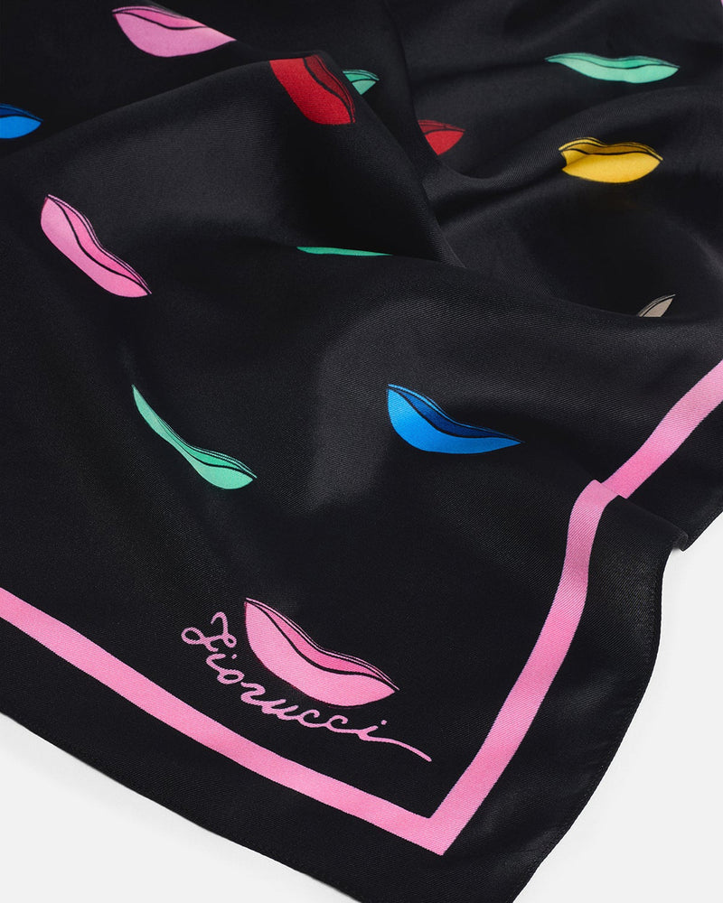 Fiorucci Multicolour Lips Print Viscose-Silk Scarf — Multicolor Scarfs