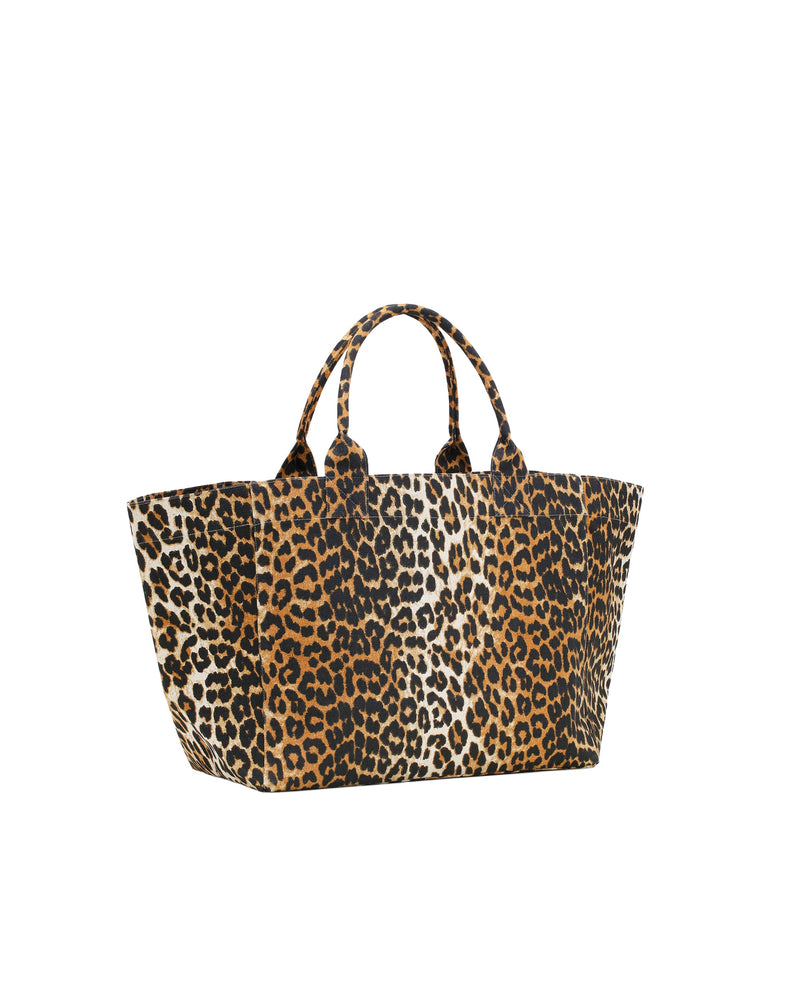 Ganni Xxl Tote Bag — Brown Recycled Cotton