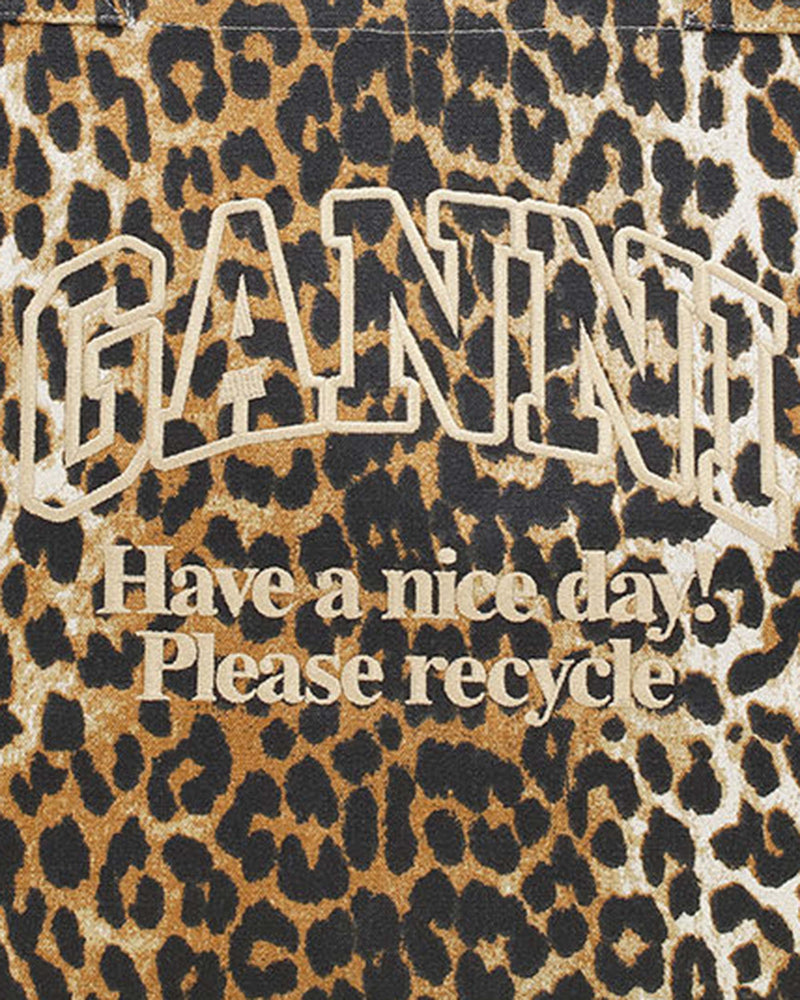 Ganni Xxl Tote Bag — Brown Recycled Cotton