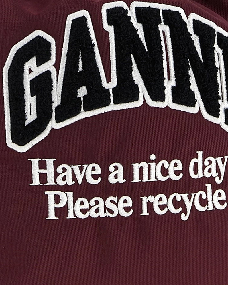 Ganni Recycled Polyamide Bucket Bag — Wine