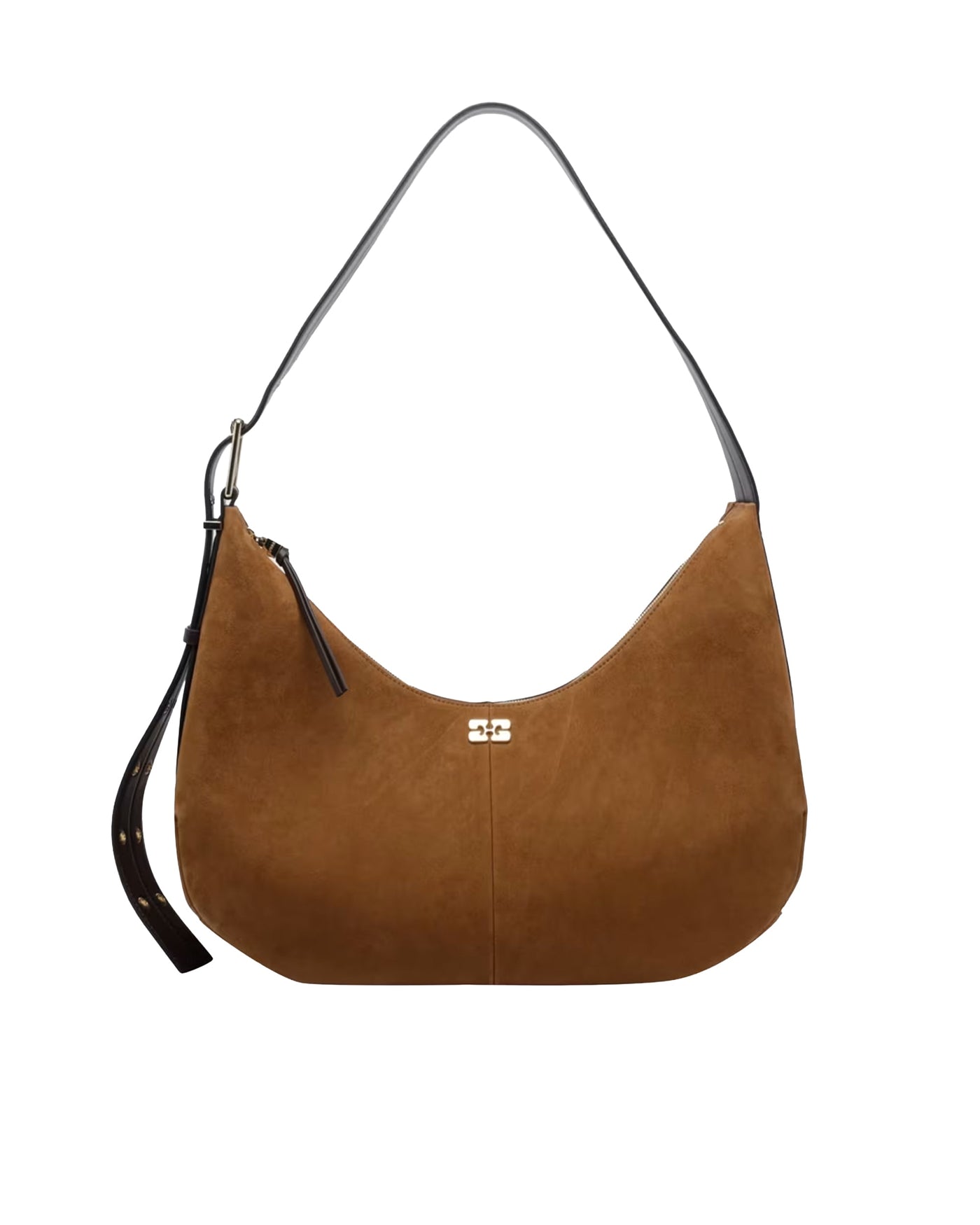 Ganni Recycled Leather Hobo Bag — Brown Polyester