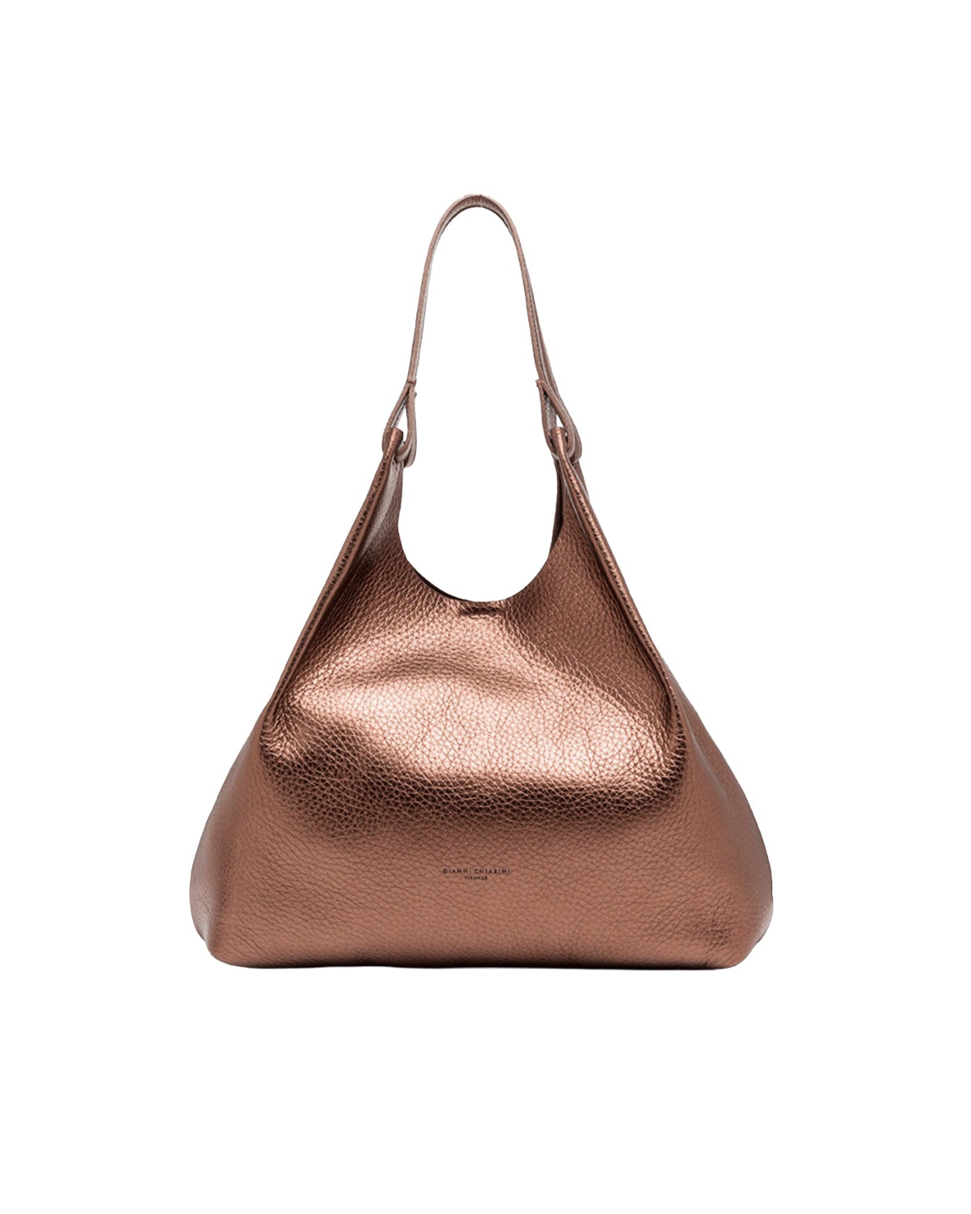 Gianni Chiarini Pebbled Leather Shoulder Bag — Bronze