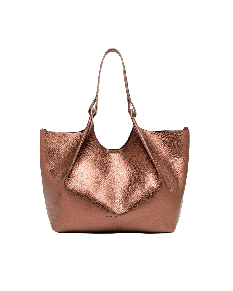 Gianni Chiarini Pebbled Leather Shoulder Bag — Bronze